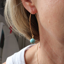 Load image into Gallery viewer, Close-up of a turquoise bead earring on an ear with a blurred background