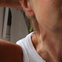 Load image into Gallery viewer, Green Dot Earrings