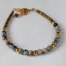 Load image into Gallery viewer, Jasper and gold gemstone bracelet 