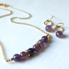 Load image into Gallery viewer, Matching set of amethyst necklace and earrings 