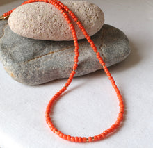Load image into Gallery viewer, Orange seed bead necklace