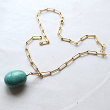 Load image into Gallery viewer, Gold chain necklace with a turquoise stone on a white background