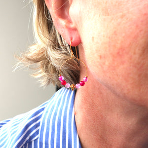 Pink Gemstone Hoop Earrings