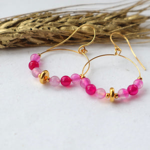 pink and gold hoop earrings