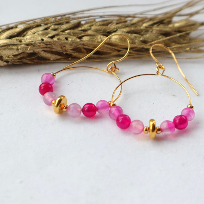 pink and gold hoop earrings