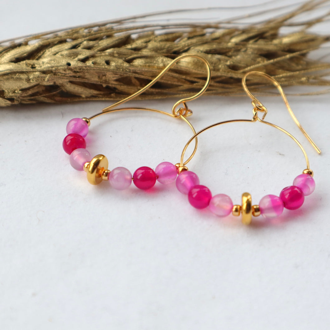 pink and gold hoop earrings