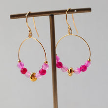 Load image into Gallery viewer, Pink Gemstone Hoop Earrings
