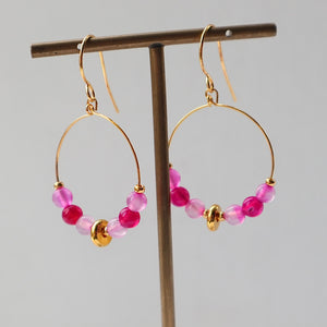 Pink Gemstone Hoop Earrings