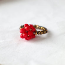 Load image into Gallery viewer, Red Cluster Cocktail Ring