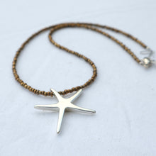 Load image into Gallery viewer, Silver starfish necklace with beads