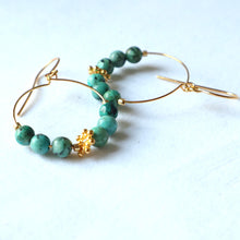 Load image into Gallery viewer, Handmade turquoise hoop earrings 