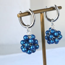 Load image into Gallery viewer, Vibrant blue Huggies earrings 