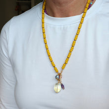 Load image into Gallery viewer, handmade yellow beaded charm necklace