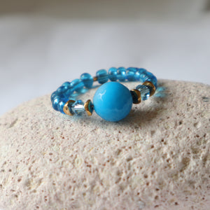 blue beaded ring