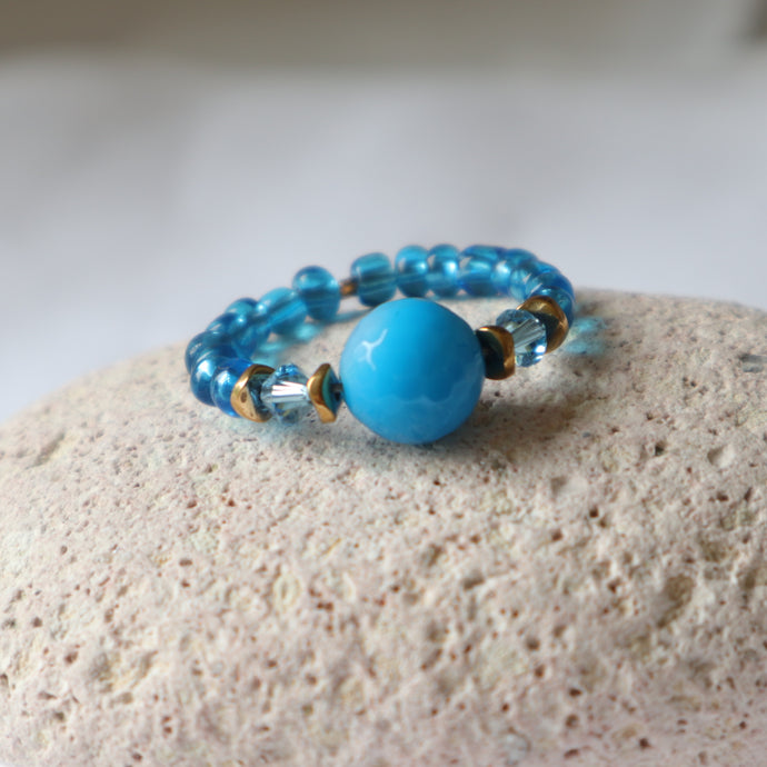 blue beaded ring