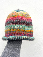 Load image into Gallery viewer, stripey hand knit hat
