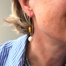 Load image into Gallery viewer, Yellow and Pearl Earrings