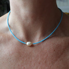 Load image into Gallery viewer, Pearl Blue Bead Necklace