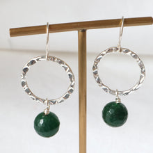 Load image into Gallery viewer, Hammered Hoop Green Earrings