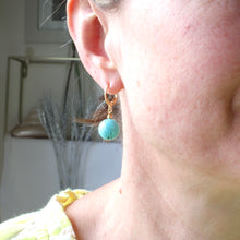 Load image into Gallery viewer, Huggie Turquoise Earrings