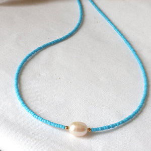 Pearl Blue Bead Necklace