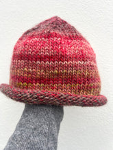 Load image into Gallery viewer, red striped hand knit beanie