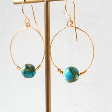 Load image into Gallery viewer, Turquoise Mosaic Gold Hoop Earrings