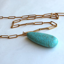 Load image into Gallery viewer, Paperclip Chain Turquoise Pendant