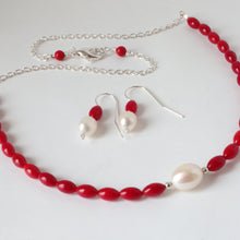 Load image into Gallery viewer, Red Coral Single Pearl Necklace