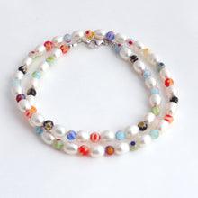 Load image into Gallery viewer, pearl millefiori sterling silver handmade necklace