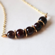 Load image into Gallery viewer, January birthstone garnet gold necklace 