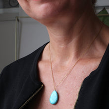 Load image into Gallery viewer, gold chain turquoise teardrop pendant