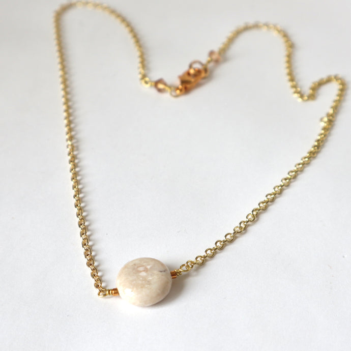 Cream Riverstone handmade Irish necklace