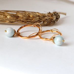 Aquamarine Gold Hoop Earrings