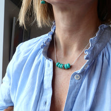 Load image into Gallery viewer, turquoise silver barrel necklace