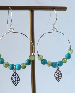 green and blue handmade irish earrings