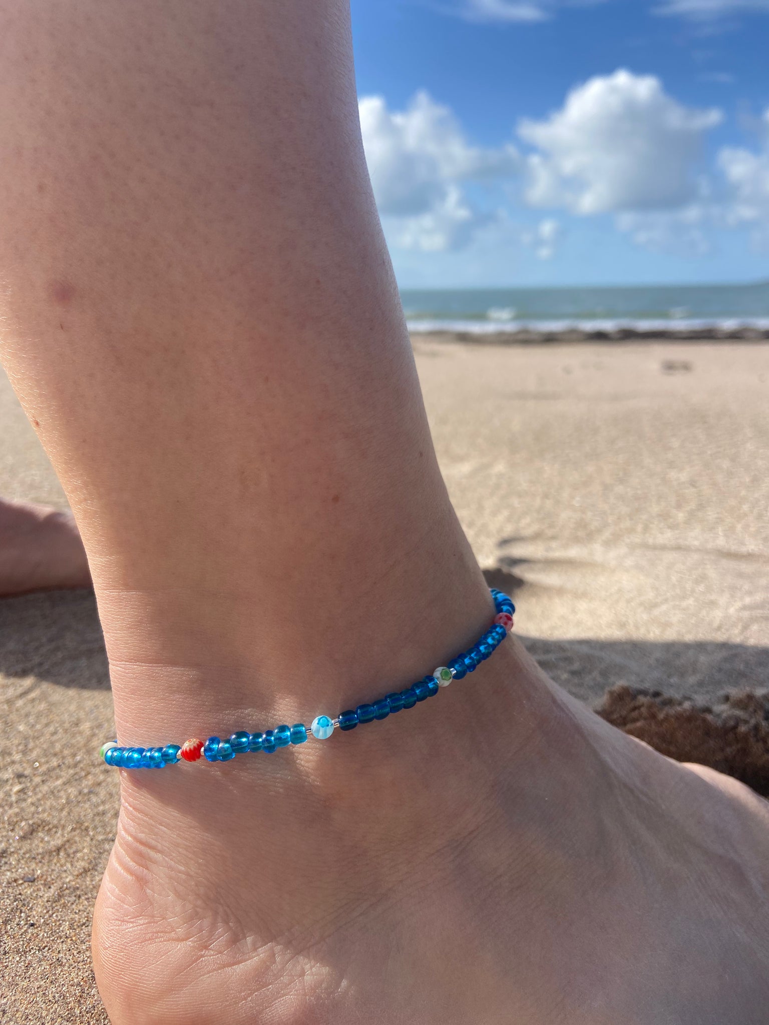 Blue ankle bracelet discount