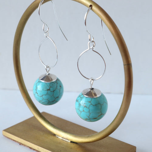 Round Gemstone Mini Hoop Earrings