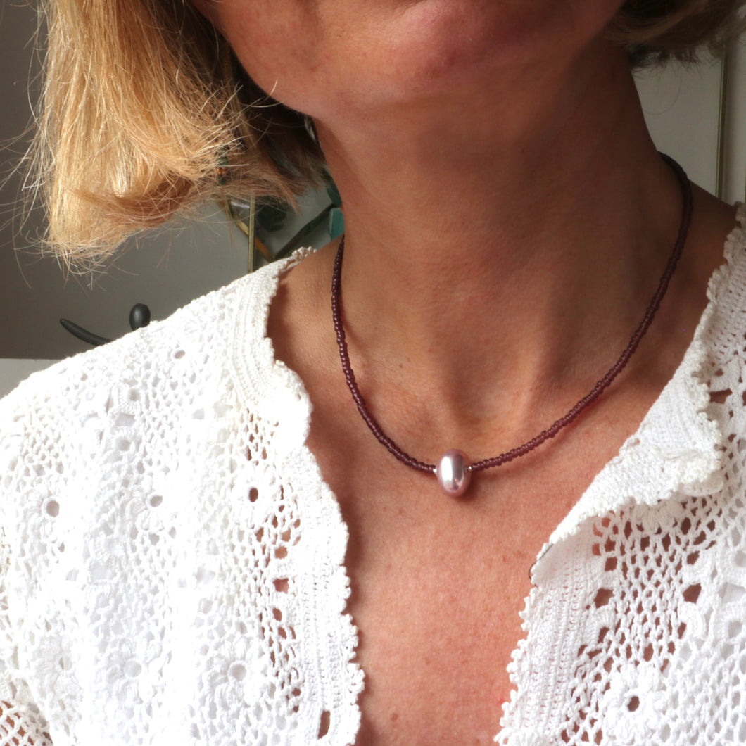 Blush Pink Bean Pearl Necklace