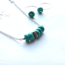Load image into Gallery viewer, turquoise silver barrel necklace