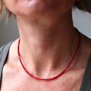 red coral bead handmade necklace
