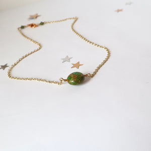 green mosaic gemstone handmade irish necklace