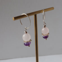 Load image into Gallery viewer, sterling silver rose quartz amethyst handmade irish earrings