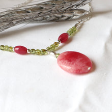 Load image into Gallery viewer, Rhodochrosite Peridot Necklace