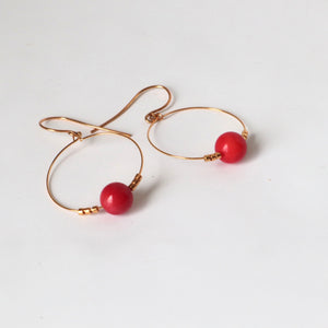 red coral gold hoops made in ireland