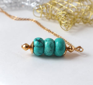 blue turquoise gold handmade irish necklace  Edit alt text