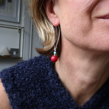 Load image into Gallery viewer, Long Silver gemstone Earrings