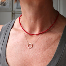 Load image into Gallery viewer, Red colour gold bead handmade irish layering necklace