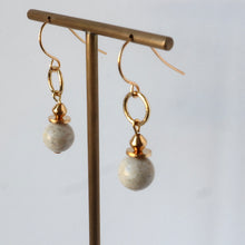Load image into Gallery viewer, Cream Riverstone gold mini hoop earrings