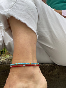 Anklet in Red Coral